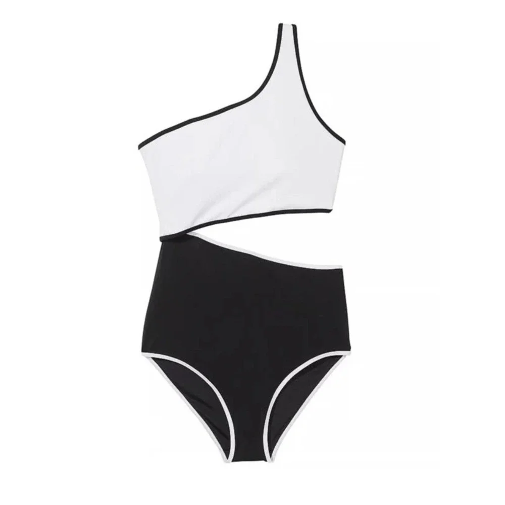 Victoria's Secret The‎ Monokini One-Piece Swimsuit Color Block Black  Medium
